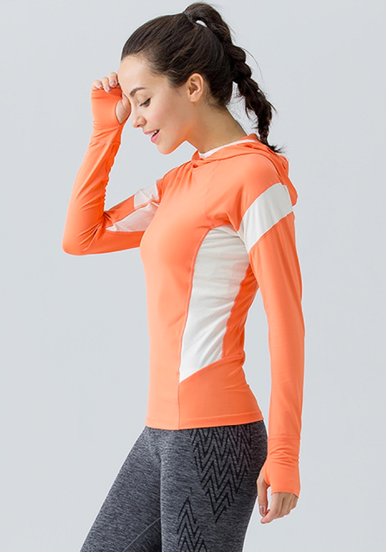 Hooded Mesh Panel Yoga Top Hooded Mesh Panel Yoga Top
