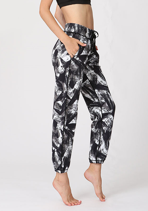 Print Mesh Loose Yoga Pants Print Mesh Loose Yoga Pants