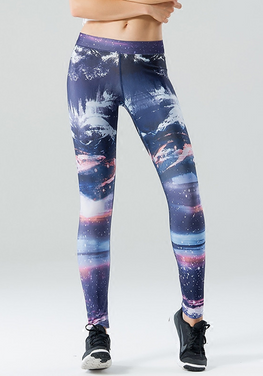 Elastic Waist Print Yoga Pants
